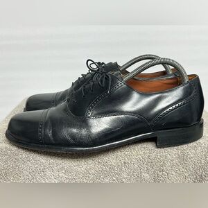 Bostonian Classics Men's 9.5 M First Flex Oxfords Cap Toe Black Lace Top 20350